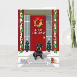 Carte noire de vacances de Joyeux Noël de chien de