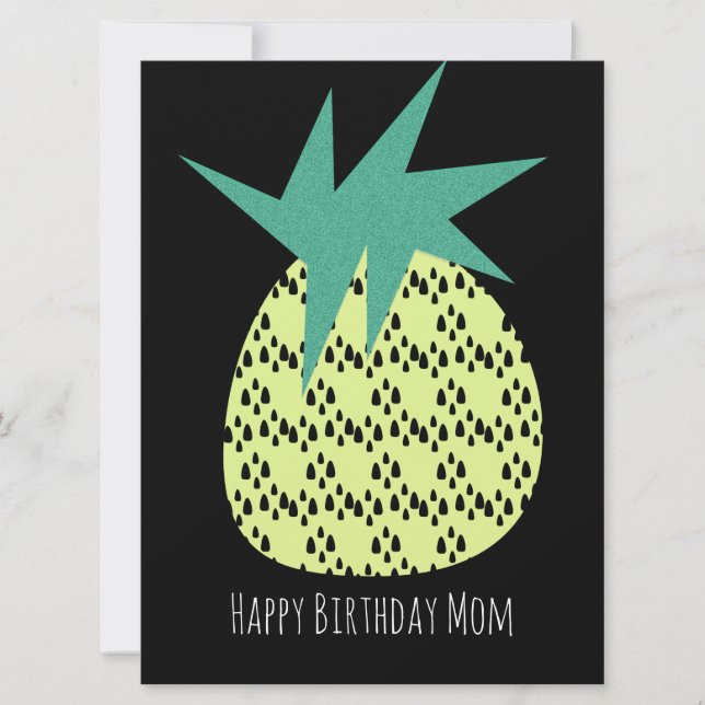 Carte noire Jaune Anniversaire Retro Pineapple (Devant)