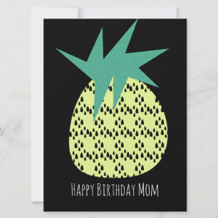 Carte noire Jaune Anniversaire Retro Pineapple