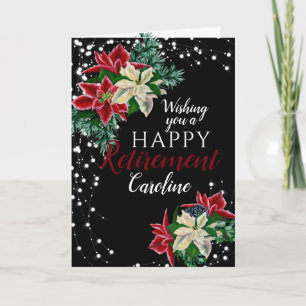 Carte noire Poinsettia de Noël de retraite