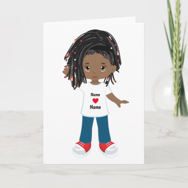 Carte noire vierge personnalisée fille noire (Devant)