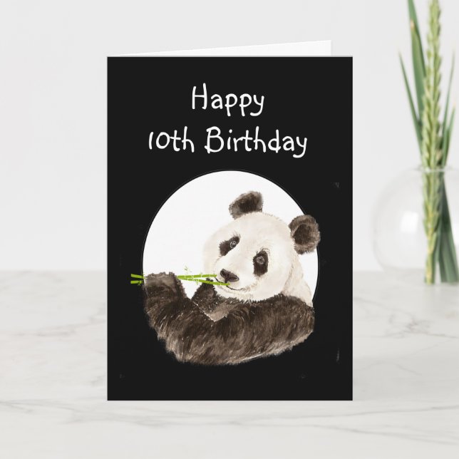 Carte Nom d'anniversaire personnalisé Panda, animal mign (Devant)