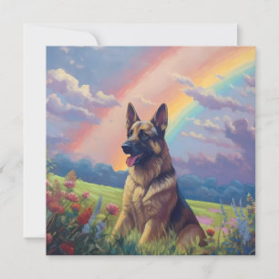 Carte Nom de chien personnalisé du berger allemand Rainb