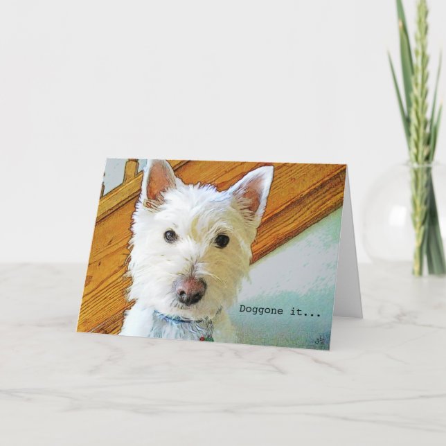 Carte Nom de dieu il, joyeux anniversaire tardif, chien (Devant)