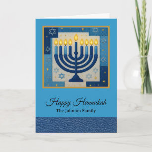 Carte Nom de famille heureux Hanukkah moderne