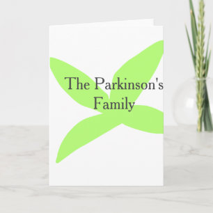 Carte Nom de famille pastel abstrait feuille verte rétro