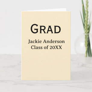 Carte Nom de lettre gras Grad classe de 20XX pastel jaun