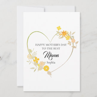 Carte Nom de maman personnalisé Fête des mères Cœur flor