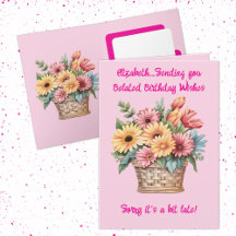 Nom de voeux d'anniversaire tardif rose