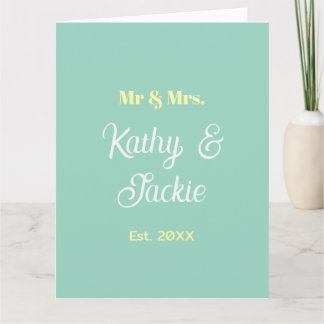 Carte nom du couple mr & mrs vert pastel mariage 20XX