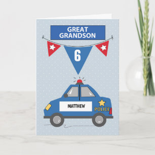 Carte Nom et âge personnalisés Grand-petit-fils 6e anniv