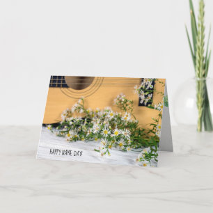 Carte Nom Guitare de jour avec fleurs sauvages