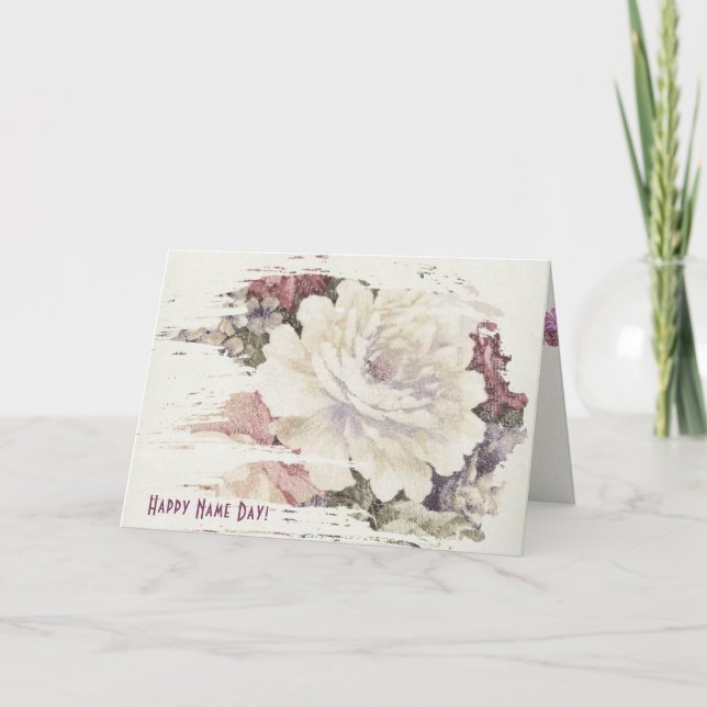 Carte Nom Jour tapisserie rose cadrage abstrait (Devant)