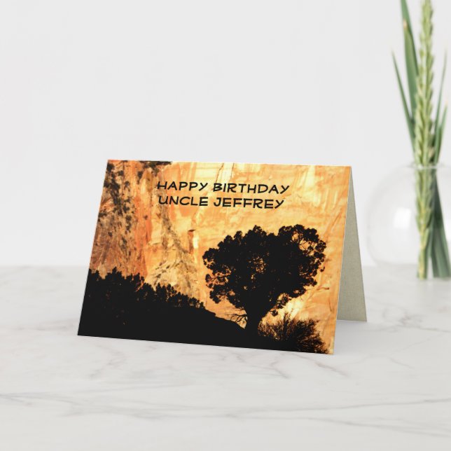 Carte Nom Oncle Sunrise Tree Joyeux voeux d'anniversaire (Devant)