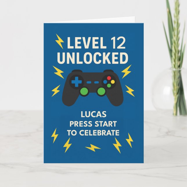Carte Nom personnalisé12e anniversaire contrôleur de jeu (Devant)