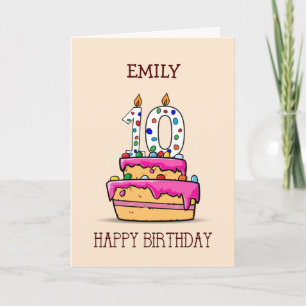 Carte Nom personnalisé, 10e anniversaire, 10 sur Sweet P