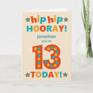 Carte Nom personnalisé 13e anniversaire Hip Horay