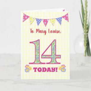 Carte Nom personnalisé 14e anniversaire Primroses Buntin