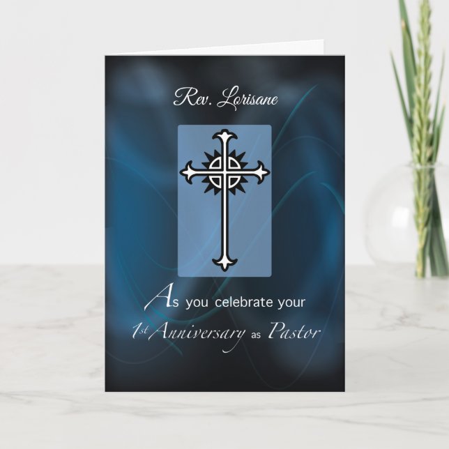 Carte Nom personnalisé 1er anniversaire Pasteur (Devant)
