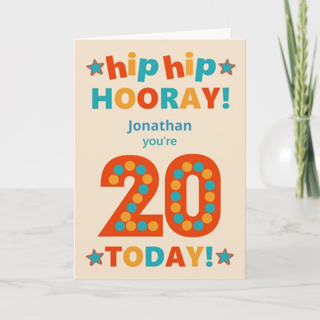 Carte Nom personnalisé 20e anniversaire Hip Horay (Devant)