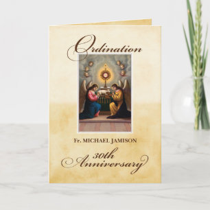 Carte Nom personnalisé 30e Ordination Angels à l'autel