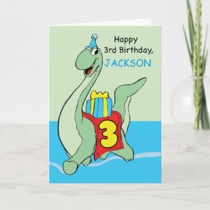 Carte Nom personnalisé, 3e anniversaire Dinosaur, Jackso