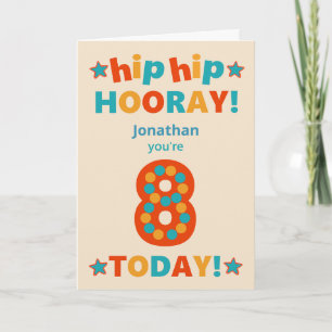 Carte Nom personnalisé 8e anniversaire Hip Hooray