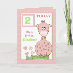 Carte Nom personnalisé âge petite fille anniversaire