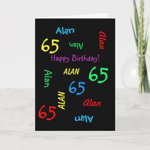 Carte Nom personnalisé, Amusant noir, 65e anniversaire A
