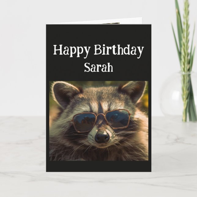 Carte Nom personnalisé Anniversaire Cool Sœur Raton lave (Devant)