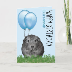 Carte Nom personnalisé Anniversaire Guinée Cochon Bleu B