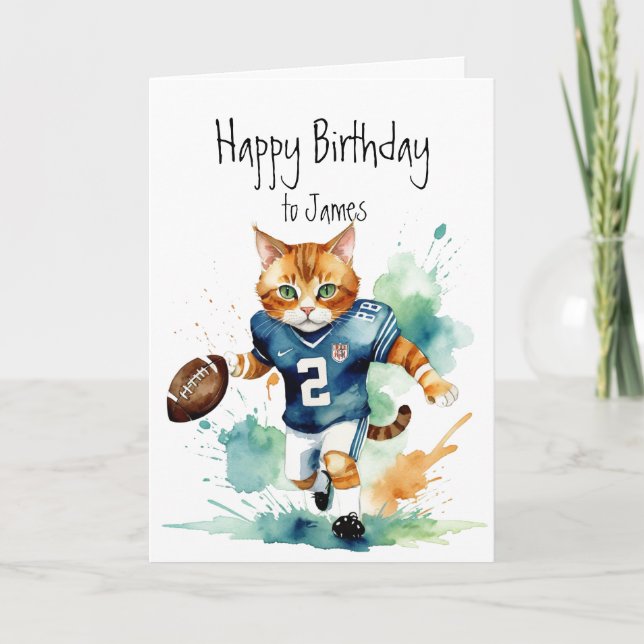 Carte Nom personnalisé d'anniversaire Chat mignon amusan (Devant)
