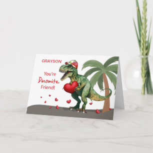 Carte Nom personnalisé de l'ami Valentine Dinosaur