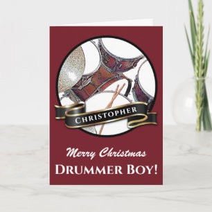 Carte Nom personnalisé Drummer Boy Christmas Drum Holida