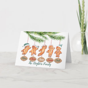Carte Nom personnalisé famille art de Noël Pain d'épices