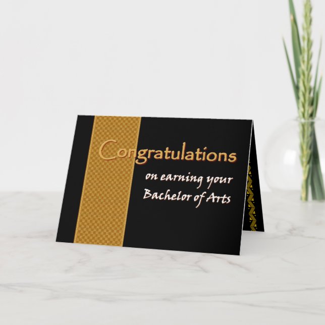 Carte NOM PERSONNALISÉ Félicitations - Bachelor of Arts (Devant)