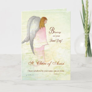 Carte Nom personnalisé Fête Jour Angel religieux