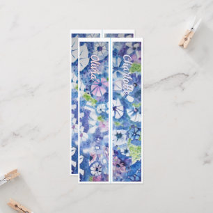 Carte Nom personnalisé Fleurs lunaires Deux Signets