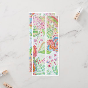Carte Nom personnalisé Fleurs lunaires Deux Signets