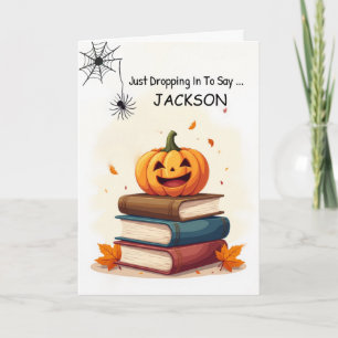 Carte Nom personnalisé Funny Halloween mignon araignée