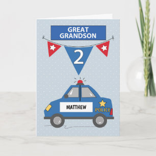 Carte Nom personnalisé Grand-petit-fils 2e anniversaire 