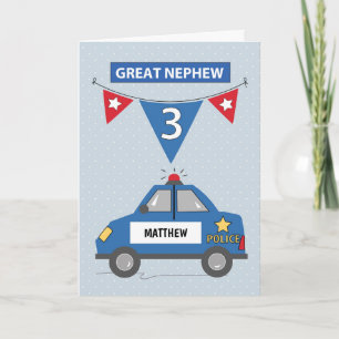Carte Nom personnalisé Great Nephew 3e anniversaire Poli