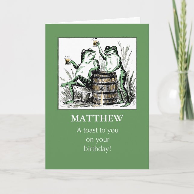 Carte Nom personnalisé Grenouilles d'anniversaire avec b (Devant)
