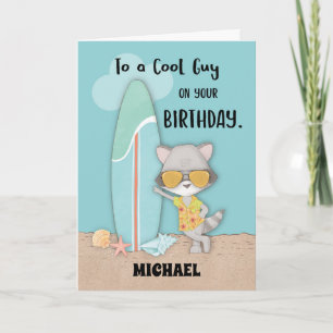 Carte Nom personnalisé Guy Birthday Beach Funny Cool Rac
