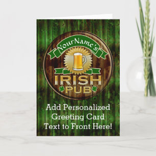 Carte Nom personnalisé Irish Pub Signer la Saint Patrick