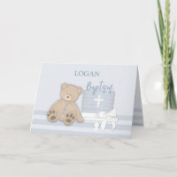 Nom Personnalisé, Logan, Baptême Bleu Cake Teddy B