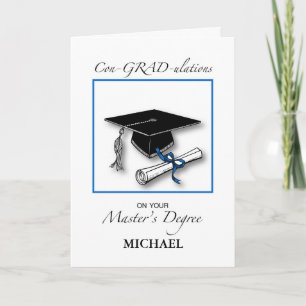 Carte Nom personnalisé Master's Degree Man Graduation Bl