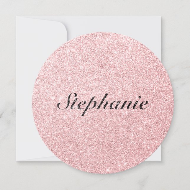 Carte Nom personnalisé Parties scintillant rose style ét (Devant)