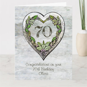 Carte Nom personnalisé Rustic 70th Birthday Card