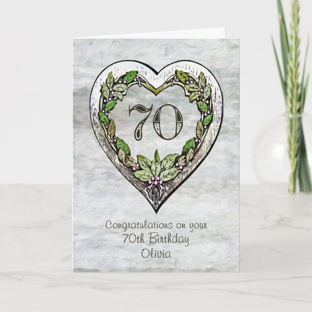 Carte Nom personnalisé Rustic 70th Birthday Card (Devant)